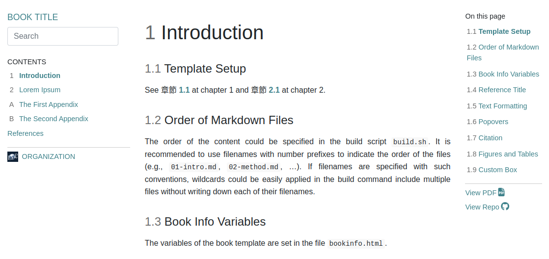 Book template for Pandoc